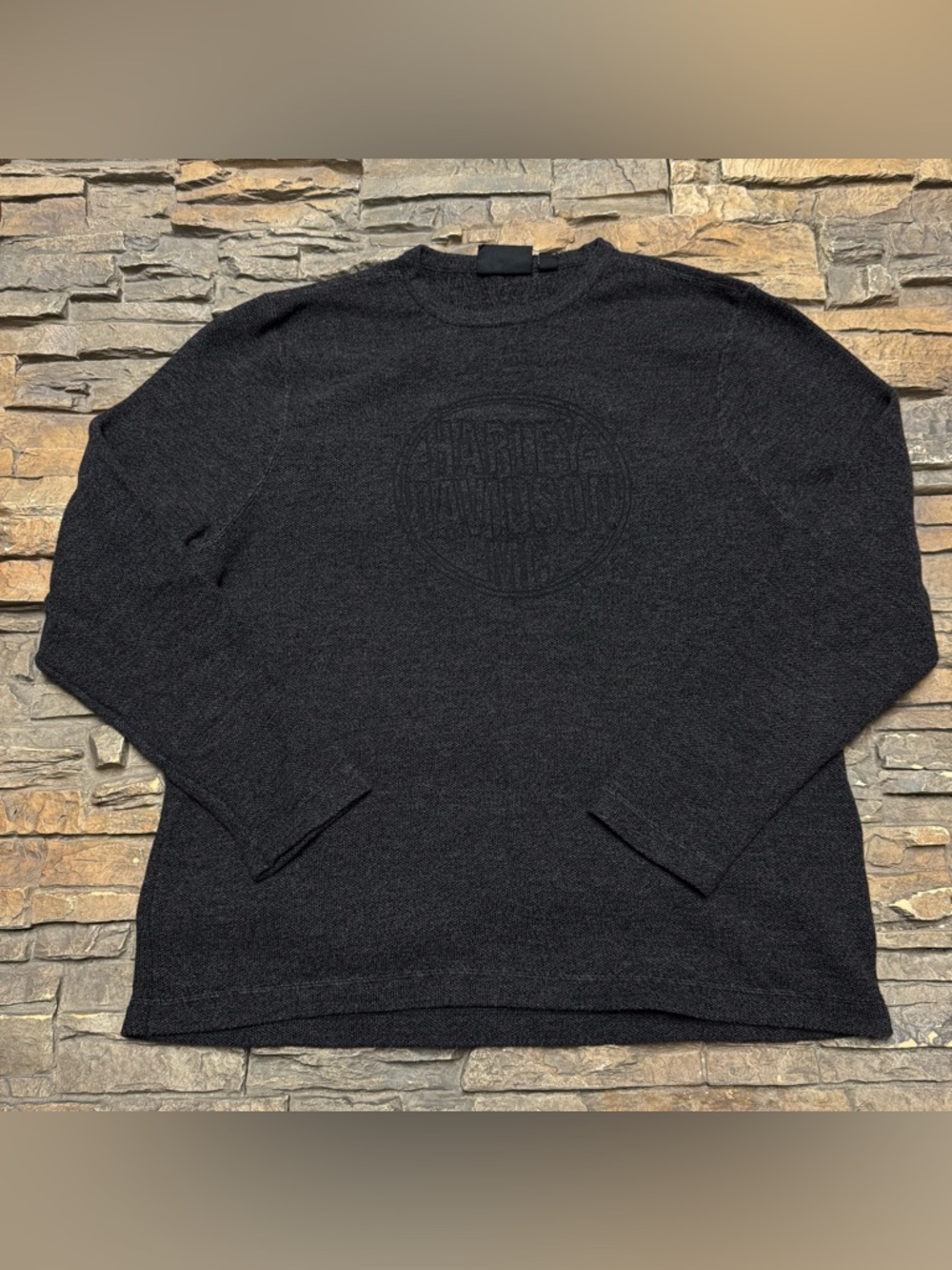 Harley Davidson Crewneck Sweatshirt Men XL Gray Black Pullover Motorcycle Riding
